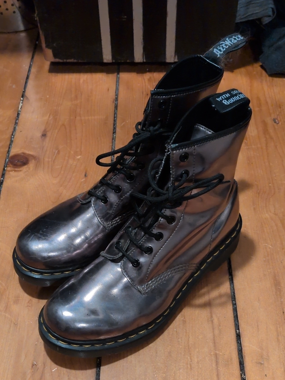 Dr. Martens Metallic Pewter Lace-Up Boots